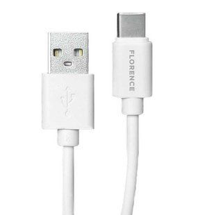 Кабель Florence Type-C 1m 3A White (FL-2200-WT)