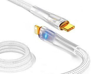 Кабель ANSTY S-053-PI Type-C to Lightning 27W 1M Nylon LED Білий