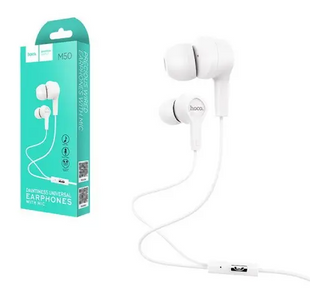Навушники з мікрофоном провідні Hoco M50 Daintiness 3.5mm White