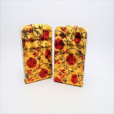 Чохол універсальний з квітами для телефону CMA Flip Cover Big Flowers 5.5" дюймів (XXL) Gold-Red
