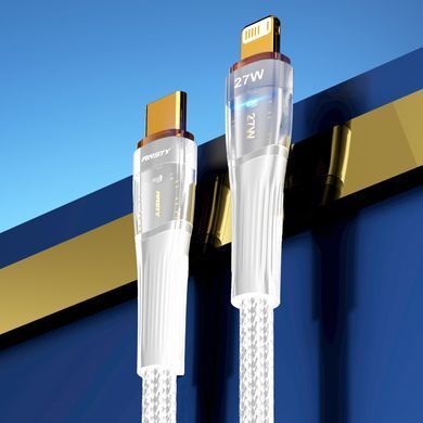 Кабель ANSTY S-053-PI Type-C to Lightning 27W 1M Nylon LED Білий