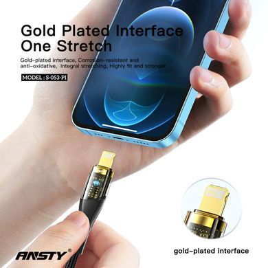 Кабель ANSTY S-053-PI Type-C to Lightning 27W 1M Nylon LED Білий