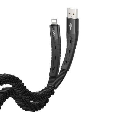 Кабель Hoco U78 Cotton treasure Elastic Lightning 2.4A 1.2m Чорний