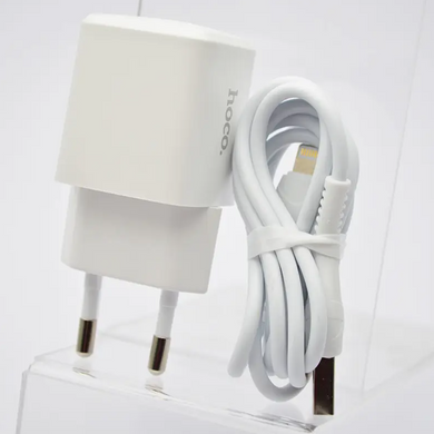 Зарядное устройство для телефона белое Hoco N8 Briar Dual USB 2.4A с кабелем Lightning White