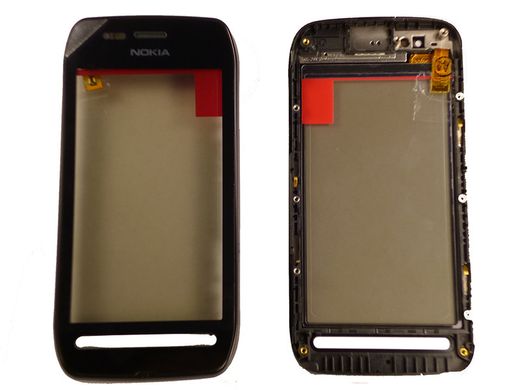 Сенсор (тачскрин) Nokia 603 черный с рамкой Original TW