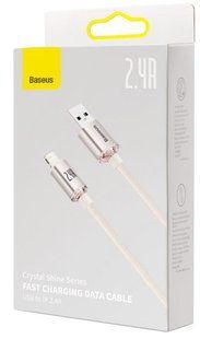 Кабель Baseus Crystal Shine Series USB Lightning 2.4A 2M Pink Sand CAJY000204
