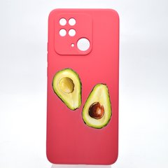 Чохол з принтом (авокадо) Silicon Case Art для Xiaomi Redmi 10C/Poco C40 Cherry/Вишневий