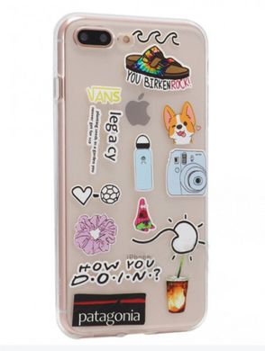 Чехол с картинкой стикеры Stickers Series TPU Case for iPhone 7/8/SE 2020 Design 8 (patagonia)