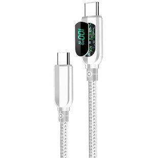 Кабель ANSTY S-027 Type-C to Type-C Nylon LED Display 100W 1M Білий