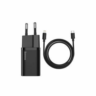 Зарядное устройство Baseus Super Silicone Type-C с кабелем Type-C на Lightning 20W Черный (TZCCSUP-B01)
