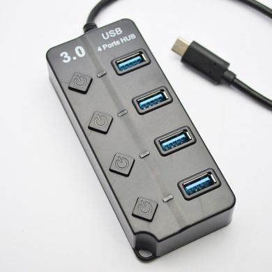 Юсб хаб HUB USB "504" 4 порта USB 3.0 Black 30cm