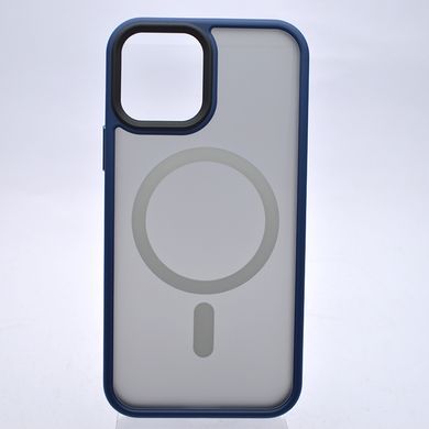 Чехол накладка Metal Buttons с MagSafe для iPhone 12/iPhone 12 Pro Blue/Синий