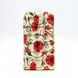Чехол универсальный с цветами для телефона CMA Flip Cover Big Flowers 5.5" дюймов (XXL) Khaki Gold-Red