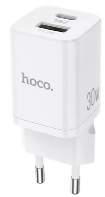 Зарядное устройство Hoco N13 Bright Dual USB (PD+QC 3.0) 30W с кабелем Type-C to Type-C White