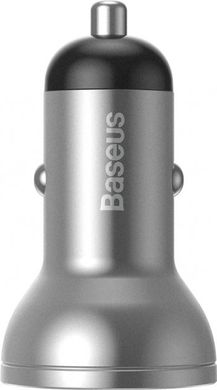 АЗП Baseus Digital Display Dual USB Car Charger 24W 4.8A Silver (CCBX-0S), Сірий