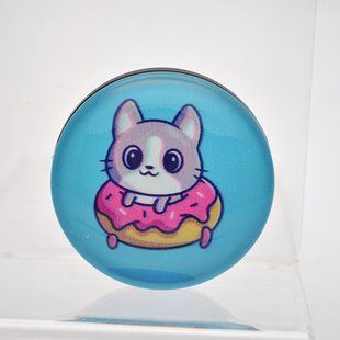 Універсальний тримач для телефону PopSocket (попсокет) Glass 3D Kitty №2