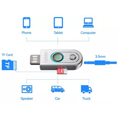 Автомобільний адаптер Earldom ET-BR13 Wireless Receiver Bluetooth Black (Чорний)