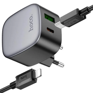 Сетевое зарядное устройство Hoco CS31A dual port (2 USB/2,1A) с кабелем lightning Black