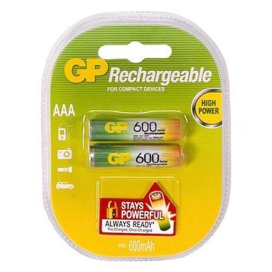 Аккумулятор GP Rechargeable 60AAAHC R03 size AAA 1.2V 600mAh (4891199025709) (цена/1шт)