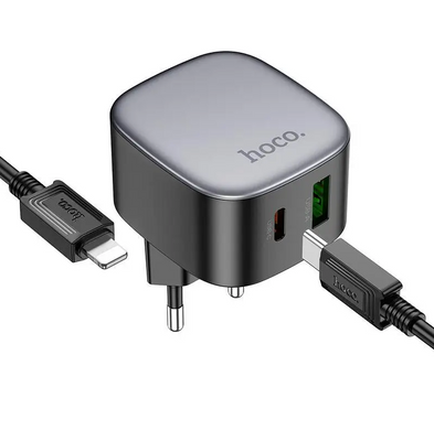Сетевое зарядное устройство Hoco CS31A dual port (2 USB/2,1A) с кабелем lightning Black