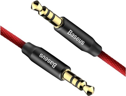 AUX Baseus M30 Yiven stereo cable (3.5mm-3.5mm) 1.5m Black-Red CAM30-C91, Червоний