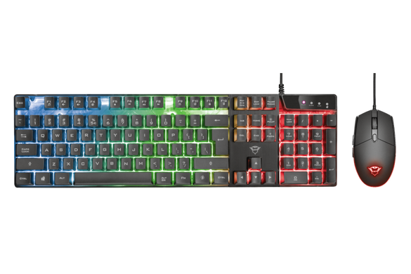 Игровой набор (проводнык клавиатура+мышь с подсветкой) trust GXT 838 Azor Black/Черный