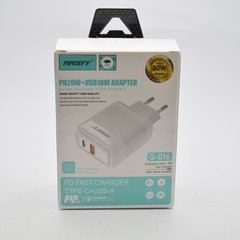 Сетевое зарядное устройство ANSTY Q-016 1 USB 18W / 1 Type-C 20W White