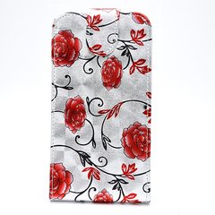 Чохол універсальний з квітами для телефону CMA Flip Cover Big Flowers 5.5" дюймів (XXL) Silver-Red