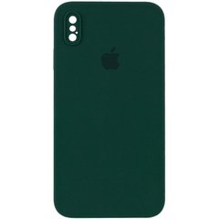 Чехол силиконовый с квадратными бортами Silicone case Full Square для iPhone Xs Max Dark Green Темно-зеленый