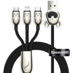 Кабель Baseus Three Mouse 3-in-1 Cable USB For M L T 3.5A 1.2m Black (CAMLT-MU01), Чорний