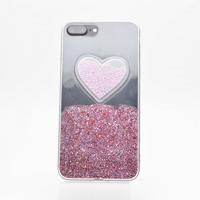 Чехол силикон Diamond Hearts New (TPU) для iPhone 7 Plus/8 Plus Pink-Transparent