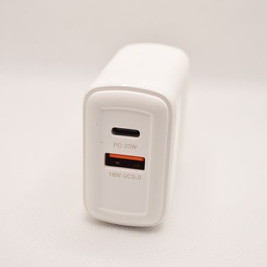 Мережевий зарядний пристрій ANSTY Q-016 1 USB 18W / 1 Type-C 20W White