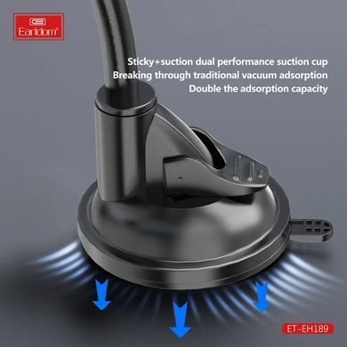 Автотримач на скло та передню панель Earldom ET-EH189 з клейкою основою Black (Чорний)
