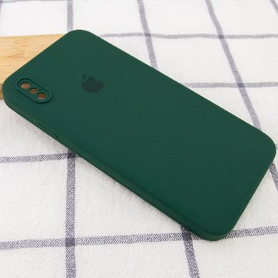 Чохол силіконовий з квадратними бортами Silicone case Full Square для iPhone Xs Max Dark Green Темно-зелений