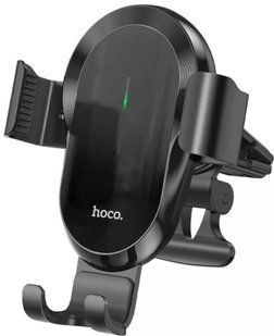 Автодержатель с беспроводной зарядкой в ​​решетку Hoco CA105 15W Guide three-axis linkage wireless charging Черный