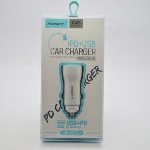 Автомобильная зарядка ANSTY CAR-07 (1 USB 18W / 1 Type-C 20W PD) White
