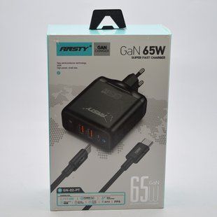 Мережевий зарядний пристрій ANSTY GN-02-PT GaN 65 W (1 Type-C / 2 USB) White