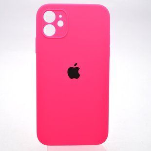 Чехол силиконовый с квадратными бортами Silicon case Full Square для iPhone 11 Barbie Pink