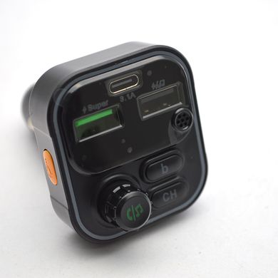 Автомобільна зарядка FM модулятор Veron MC016 3A Bluetooth 5.0 2USB+1Type-c Back