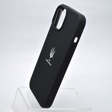 Чохол з патріотичним принтом Silicone Case Print Тризуб для iPhone 14 Black/Чорний