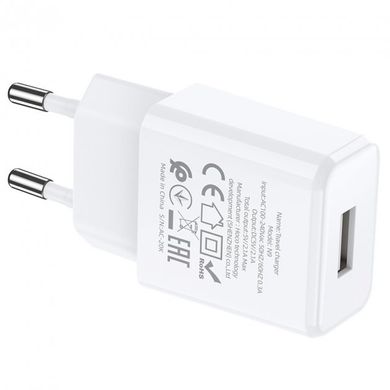 СЗУ Hoco N9 Especial 1 USB 2.1A +кабель micro USB White
