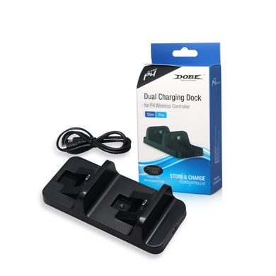 Зарядная станция для джойстиков PlayStation 4 DOBE Dual Charging Dock Black (TP4-002W), Черный