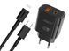Мережевий зарядний пристрій ANSTY Q-040-PI with Type-C to Lightning cable 45W (1USB 20W + Type-C 25W) Чорний