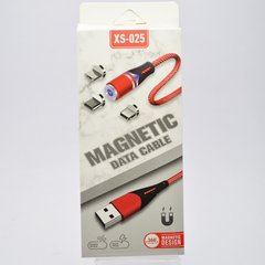 Магнітний кабель Magnetic XS-025 3 в 1 (Lightning/MicroUSB/Type-C) Black