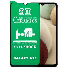 Защитное стекло Ceramics для Samsung A325 Galaxy A32 Black (тех.пакет)