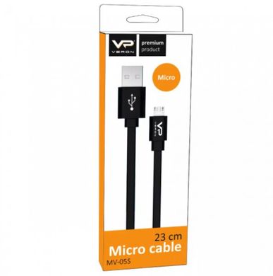 Кабель USB Veron MV05s (Micro) 3.2A (0.23m) Black