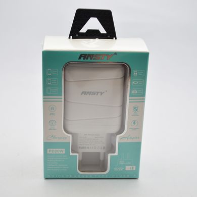 Мережевий зарядний пристрій ANSTY Q-018 1 USB 18W / 1 Type-C 20W White