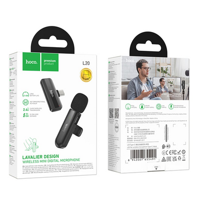 Безпровідний мікрофон Hoco Crystal Lavalier Type-C L20 Black