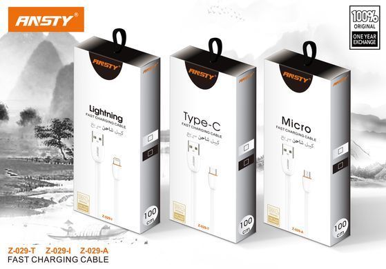 Кабель ANSTY Z-029-A Micro USB 2.4A 1M Белый