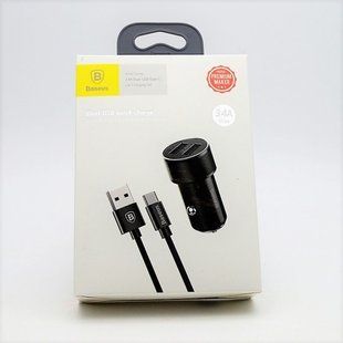 Автомобильное зарядное устройство (АЗУ) Baseus Car Charger Small Screw Series 2xUSB 3.4A + Type-C Cable TZXLD-B01